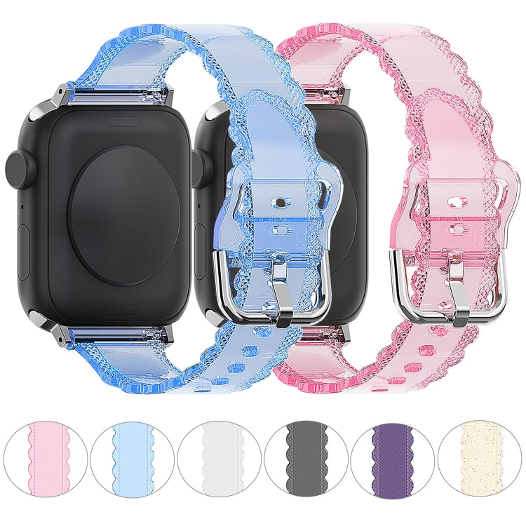 Diamond Texture Lace Clear TPU Watch Band, For Apple Watch Series 10 46mm, For Apple Watch Series 10 42mm, For Apple Watch SE 2023 44mm, For Apple Watch SE 2023 40mm